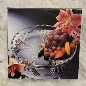 Mikasa French Bouquet 12.5" Round Serving Glass Platter, Germany, Original Box